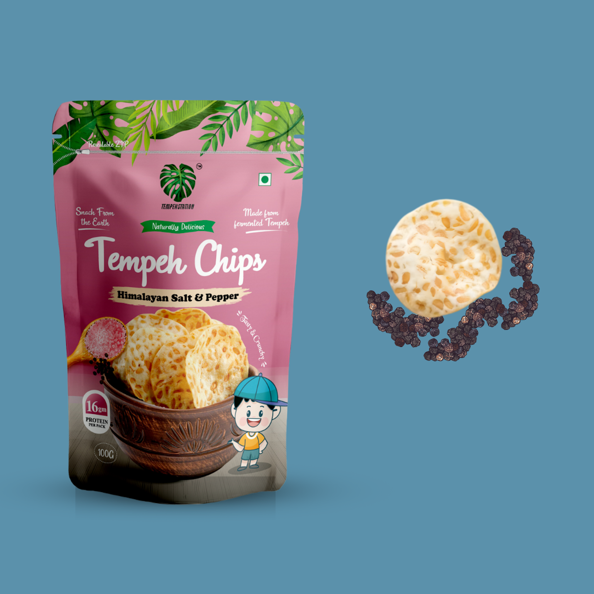 HIMALAYAN SALT & PEPPER TEMPEH CHIPS | Natural  &  Organic