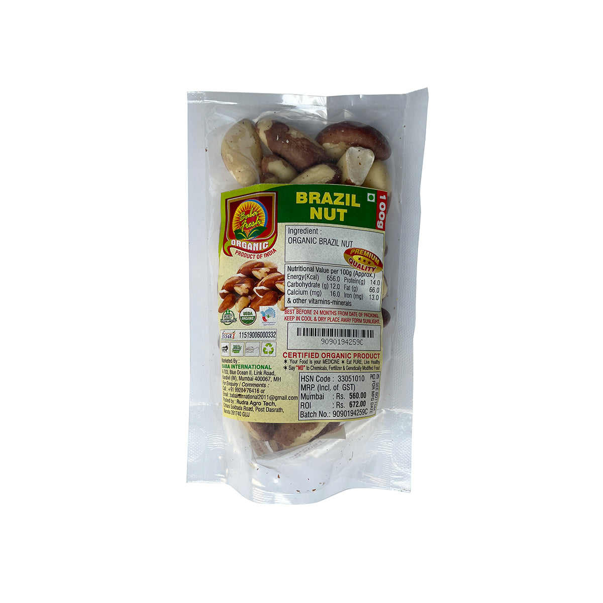 Organic Brazil Nut - Baba Fresh - 100gm