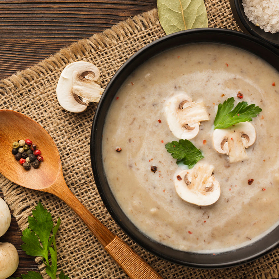SOUP - MUSHROOM (Inc. Rs. 20/-Refundable Glass Bottle Security Deposit) | Natural  &  Organic