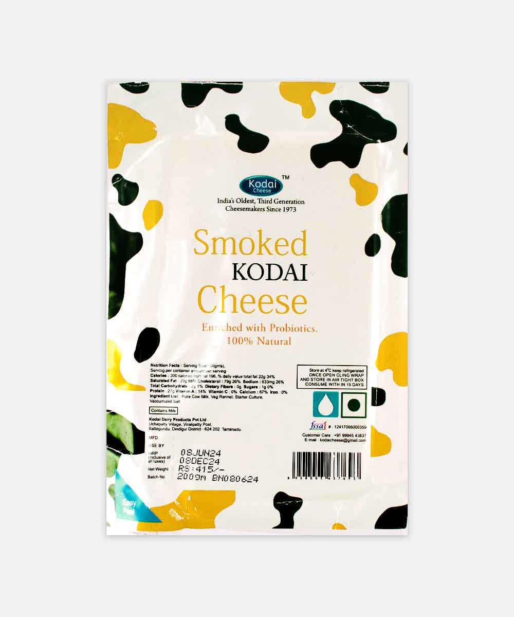CHEESE - SMOKED CHEDDAR (Kodai Dairy) | Natural  &  Organic