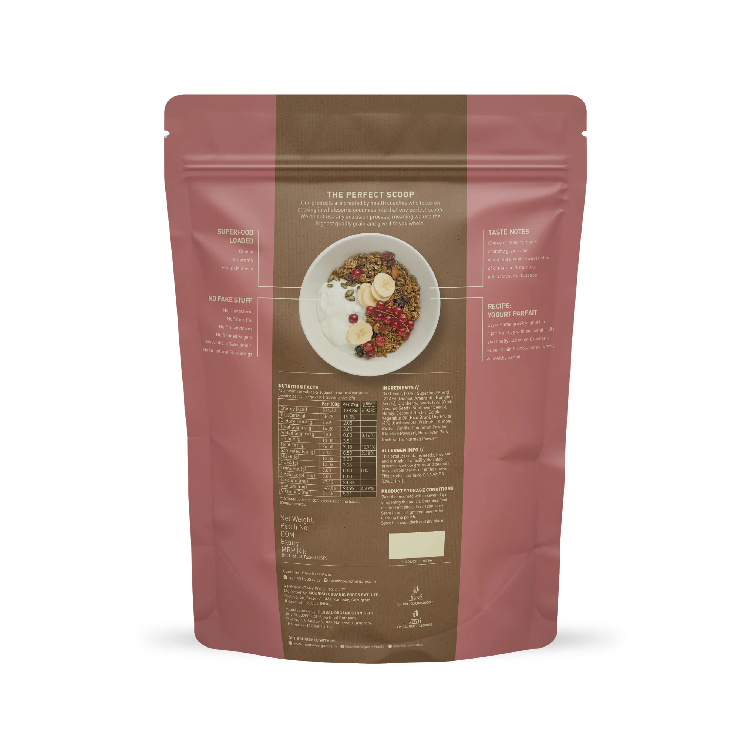 CRANBERRY SUPER GRAIN GRANOLA| Natural & Organic