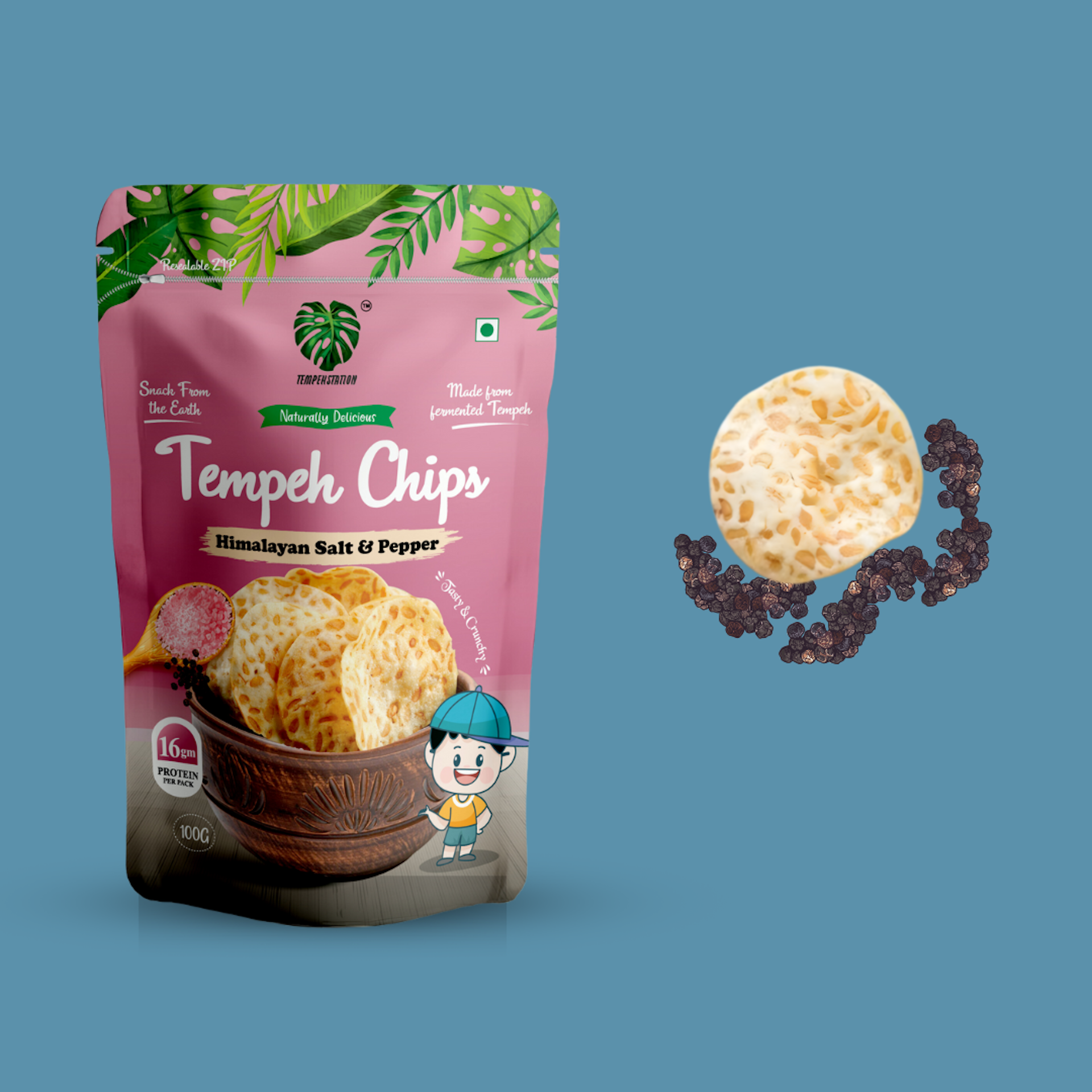 HIMALAYAN SALT & PEPPER TEMPEH CHIPS | Natural  &  Organic 