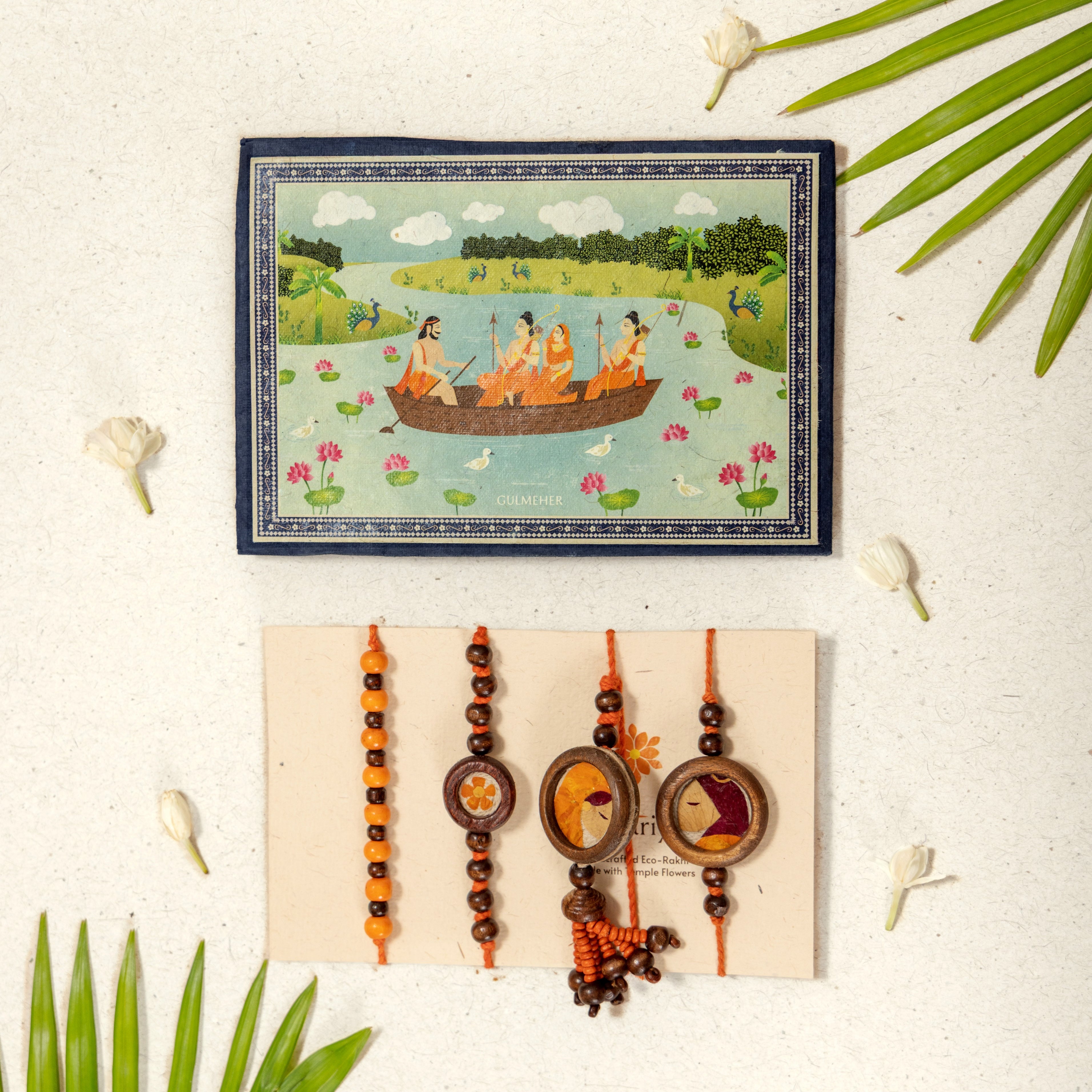 Kesariya Rakhi & Lumba Set (Set of 4)