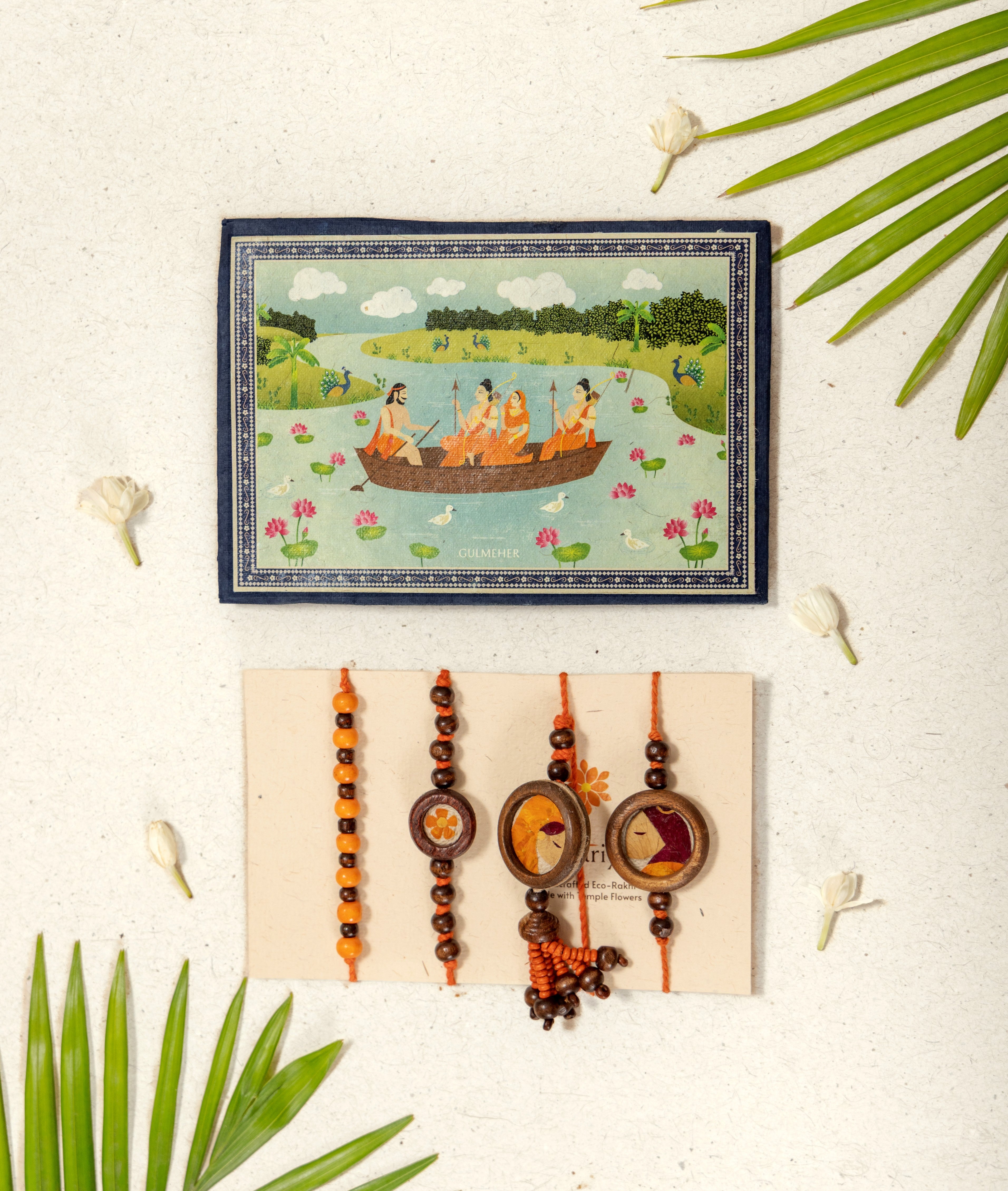 Kesariya Rakhi & Lumba Set (Set of 4)