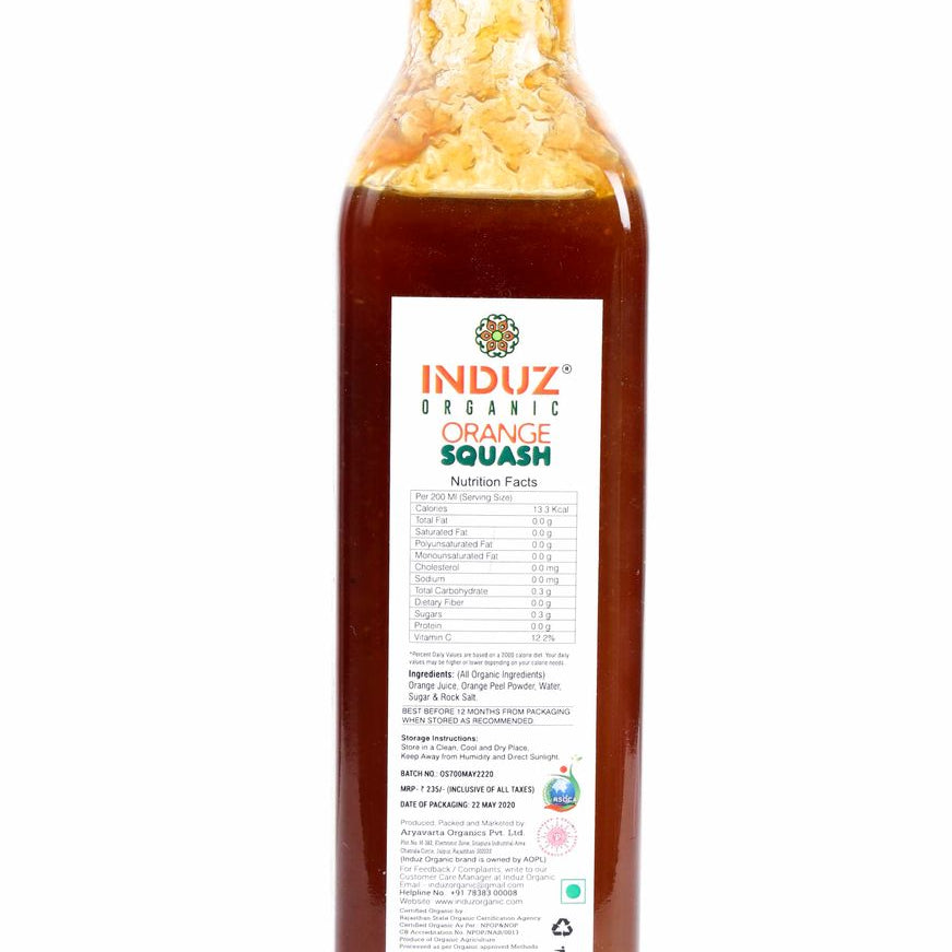 ORANGE  SQUASH 500ml (INDUZ ORGANIC)