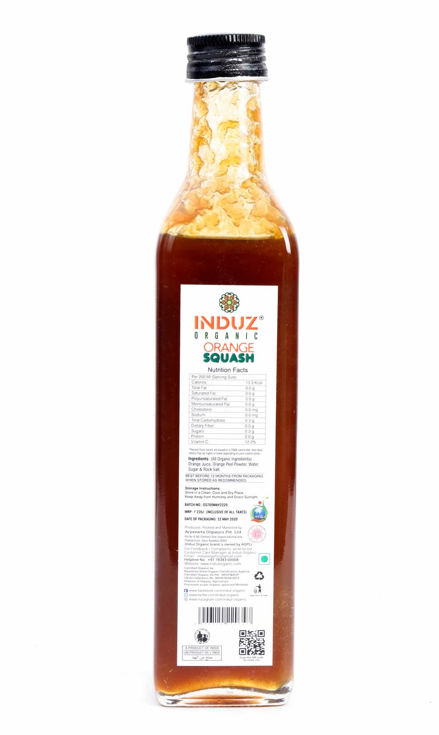 ORANGE  SQUASH 500ml (INDUZ ORGANIC)