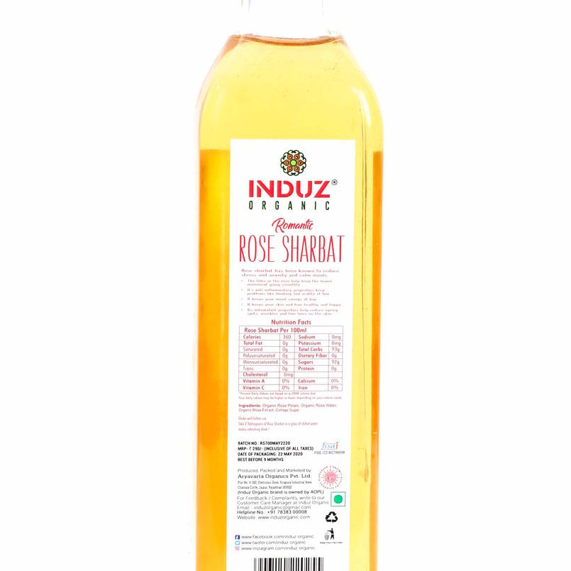 ROMANTIC ROSE SHARABAT 500ml (INDUZ ORGANIC)