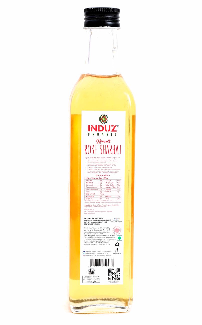 ROMANTIC ROSE SHARABAT 500ml (INDUZ ORGANIC)