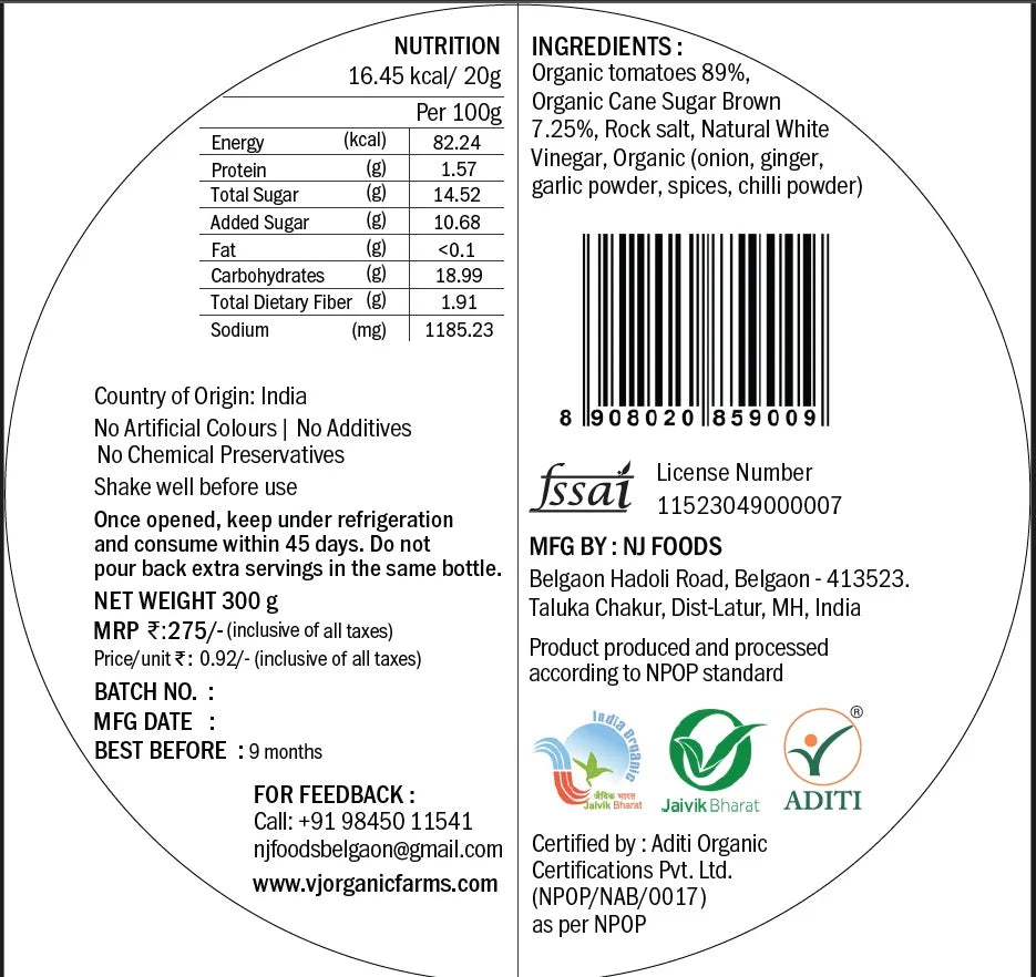 TOMATO KETCHUP  | Natural & Organic