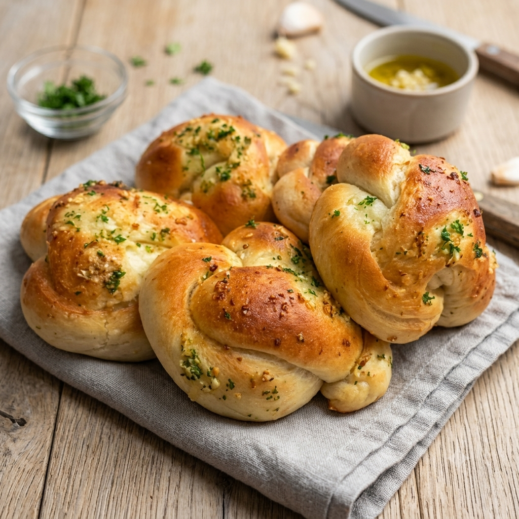 BREAD - GARLIC KNOTS ROLLS | Natural  &  Organic